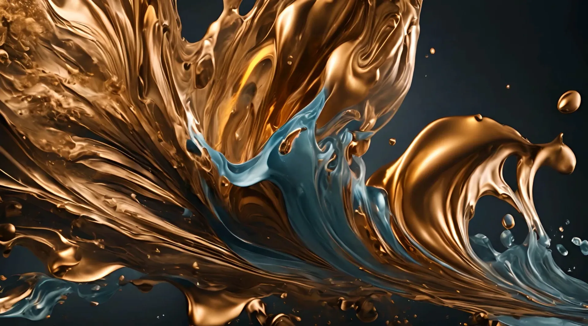 Golden Swirl meets Turquoise Liquid Fusion Animation